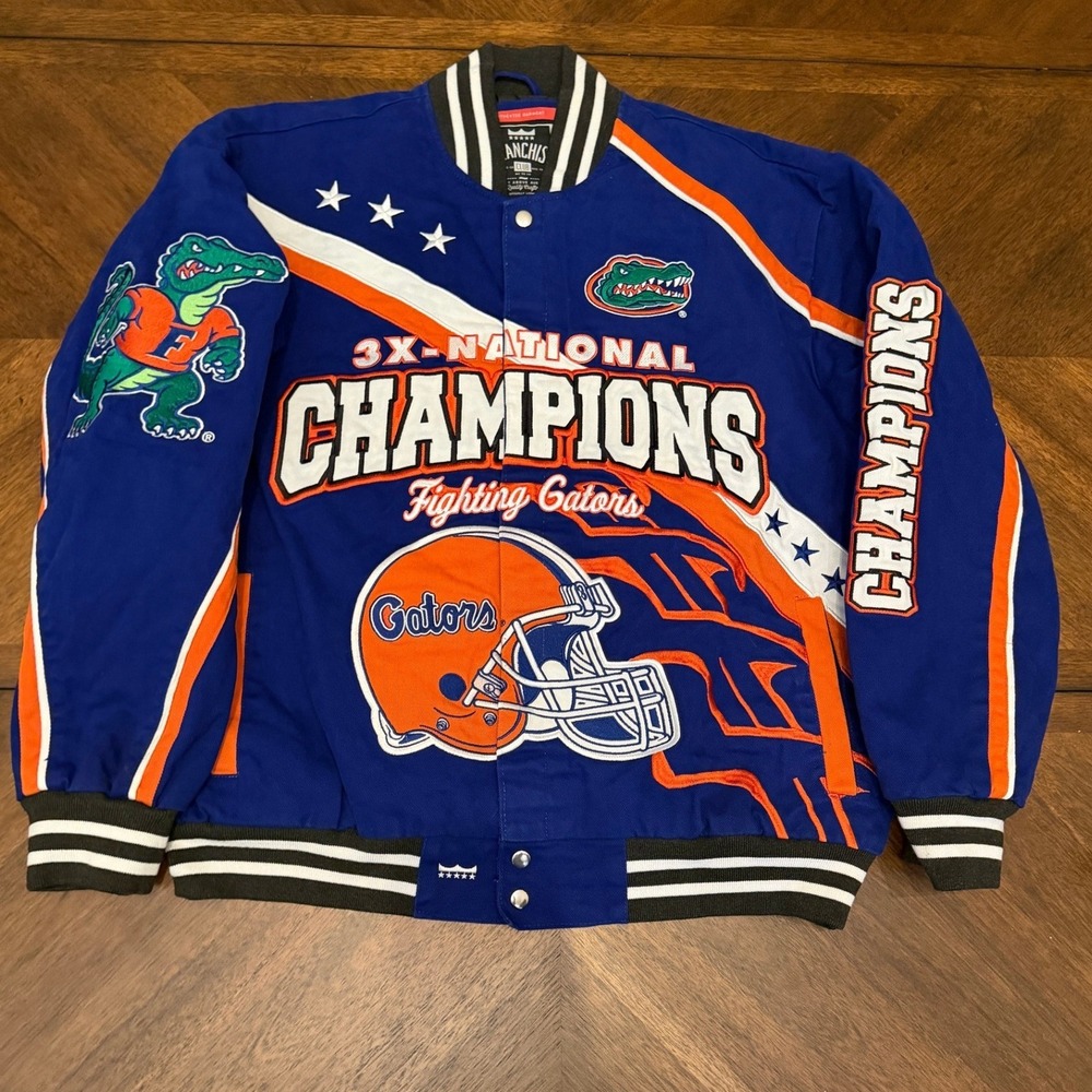 Franchise Club Florida Gators 3X National Champions Varsity Jacket Blue XL